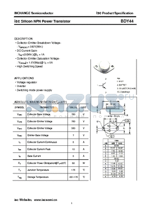 BDY44 datasheet - isc Silicon NPN Power Transistor