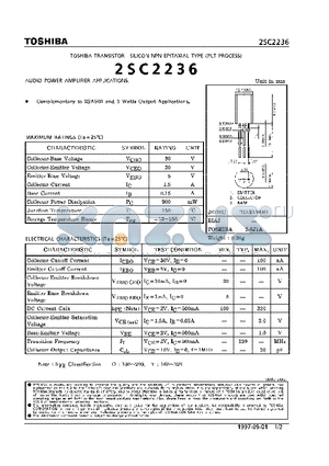 2SC2236 datasheet - TRANSISTOR (AUDIO POWER AMPLIFIER APPLICATIONS)