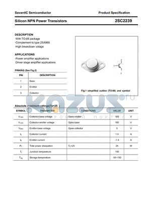 2SC2239 datasheet - Silicon NPN Power Transistors