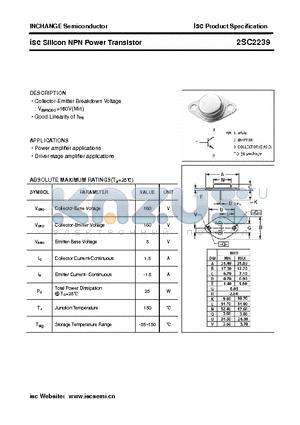 2SC2239 datasheet - isc Silicon NPN Power Transistor