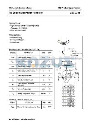 2SC2245 datasheet - isc Silicon NPN Power Transistor
