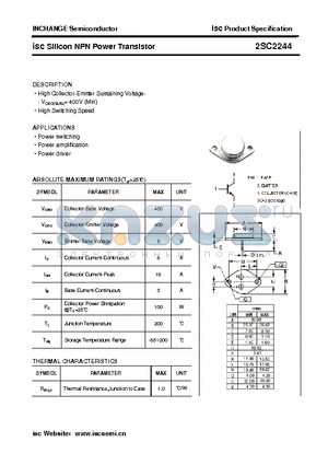 2SC2244 datasheet - isc Silicon NPN Power Transistor