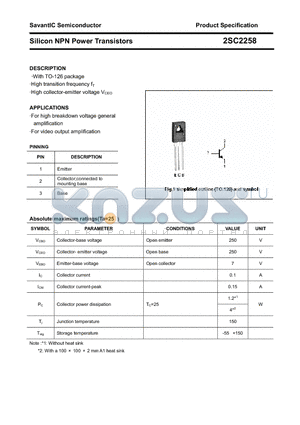 2SC2258 datasheet - Silicon NPN Power Transistors