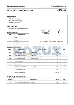 2SC2266 datasheet - Silicon NPN Power Transistors