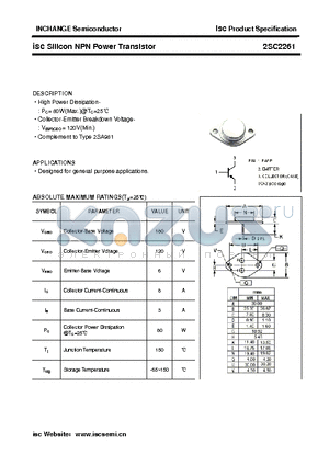 2SC2261 datasheet - isc Silicon NPN Power Transistor