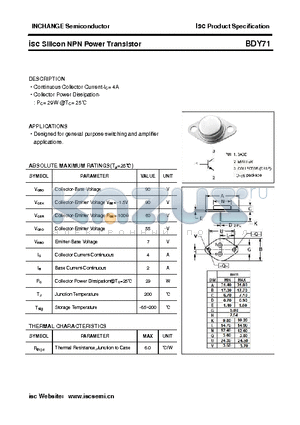BDY71 datasheet - isc Silicon NPN Power Transistor