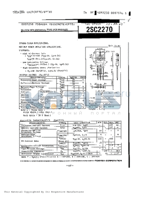 2SC2270 datasheet - SILICON NPN EPITAXIAL TYPE(PCT PROCESS)