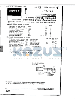 2SC2271 datasheet - CHROMA OUTPUT, HORIZONTAL DEFLECTION DRIVER APPLICATIONS