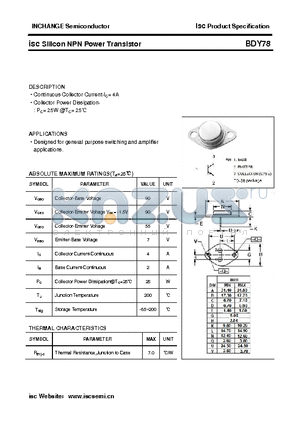 BDY78 datasheet - isc Silicon NPN Power Transistor