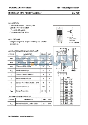 BDY80 datasheet - isc Silicon NPN Power Transistor
