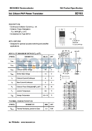BDY83 datasheet - isc Silicon PNP Power Transistor