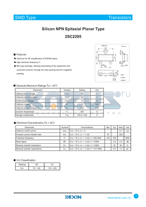 2SC2295 datasheet - Silicon NPN Epitaxial Planar Type