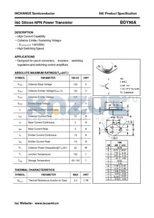 BDY90A datasheet - isc Silicon NPN Power Transistor