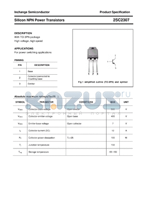 2SC2307 datasheet - Silicon NPN Power Transistors