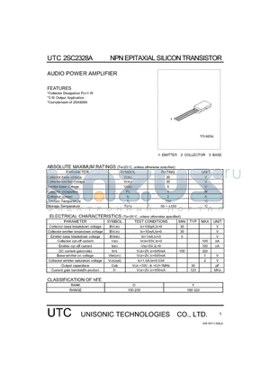 2SC2328A datasheet - AUDIO POWER AMPLIFIER