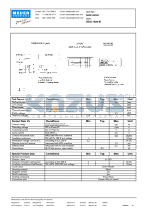 BE05-1A85-M datasheet - BE Reed Relay