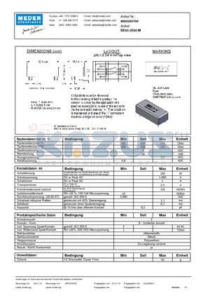 BE05-2E85-M_DE datasheet - (deutsch) BE Reed Relay