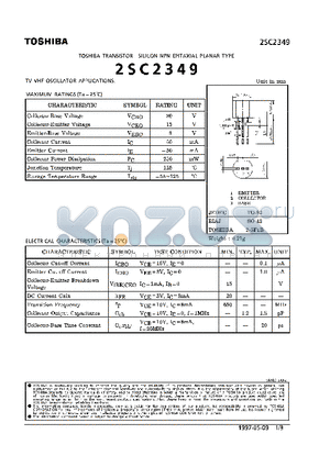 2SC2349 datasheet - TRANSISTOR (TV VHF OSCILLATOR APPLICATIONS)