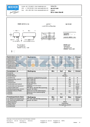 BE12-1A66-1B66-M_DE datasheet - (deutsch) BE Reed Relay