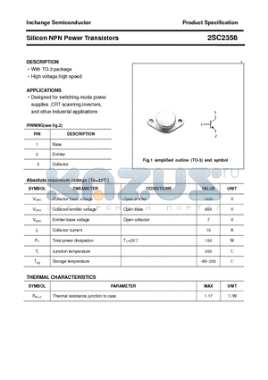 2SC2358 datasheet - Silicon NPN Power Transistors