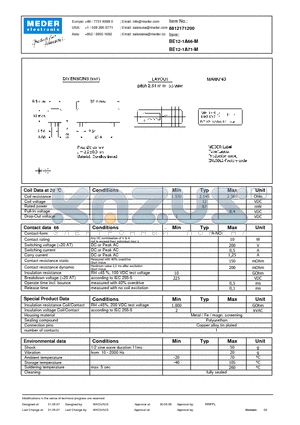 BE12-1A66-M datasheet - BE Reed Relays