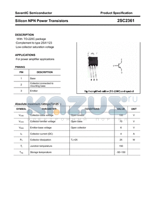 2SC2361 datasheet - Silicon NPN Power Transistors