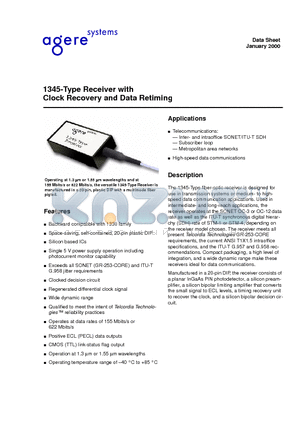 1345TAPC datasheet - 1345-Type Receiver with Clock Recovery and Data Retiming