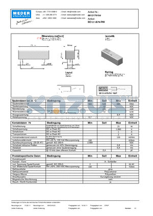 BE12-1A79-PHI_DE datasheet - (deutsch) BE Reed Relay