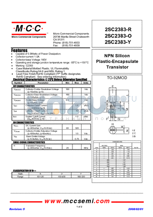 2SC2383-R datasheet - NPN Silicon Plastic-Encapsulate Transistor