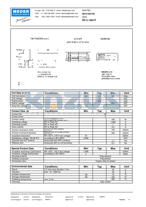 BE12-1A85-P datasheet - BE Reed Relays