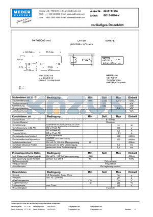 BE12-1B66-V_DE datasheet - (deutsch) BE Reed Relay