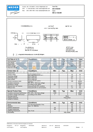 BE12-1C90-M datasheet - BE Reed Relays