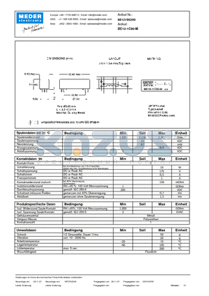 BE12-1C90-M_DE datasheet - (deutsch) BE Reed Relay