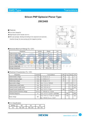 2SC2405 datasheet - Silicon PNP Epitaxial Planar Type