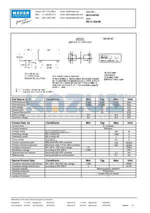 BE12-1E85-M datasheet - BE Reed Relays