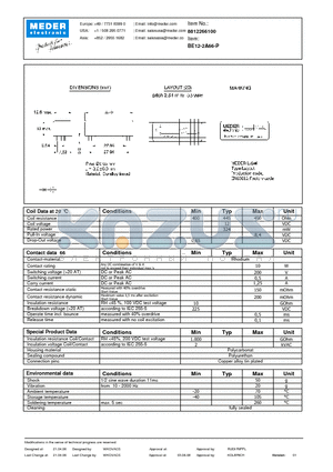 BE12-2A66-P datasheet - BE Reed Relays