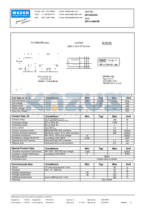 BE12-2A85-M datasheet - BE Reed Relays