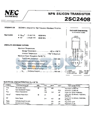 2SC2408 datasheet - NPN SILICON TRANSISTOR