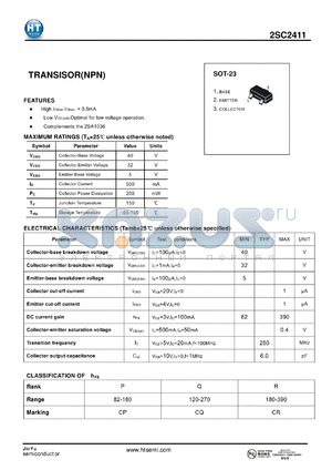 2SC2411 datasheet - TRANSISOR(NPN)