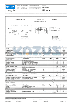 BE12-2C90-M datasheet - BE Reed Relays