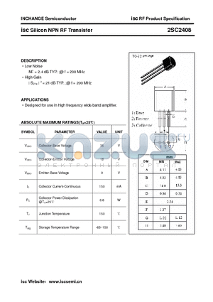 2SC2408 datasheet - isc Silicon NPN RF Transistor
