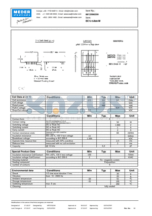 BE12-5A88-M datasheet - BE Reed Relay