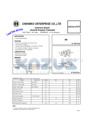 2SC2412TPT datasheet - General Purpose Transistor