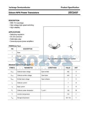 2SC2437 datasheet - Silicon NPN Power Transistors