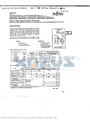 2SC2429A datasheet - SILICON HIFH SPEED POWER TRANSISTOR