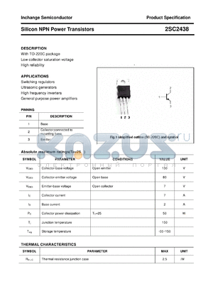 2SC2438 datasheet - Silicon NPN Power Transistors