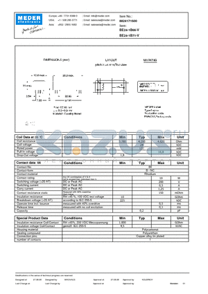 BE24-1B71-V datasheet - BE Reed Relays