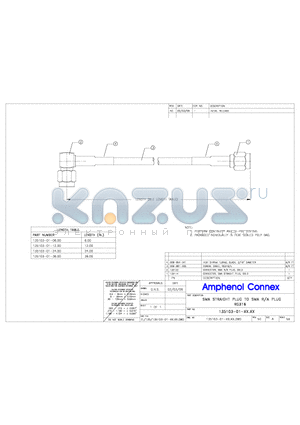 135103-01-12.00 datasheet - SMA STRAIGHT PLUG TO SMA R/A PLUG, RG316