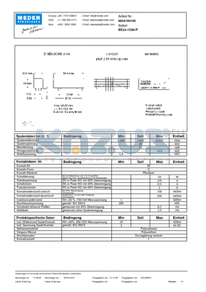 BE24-1C90-P_DE datasheet - (deutsch) BE Reed Relay