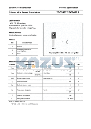 2SC2497A datasheet - Silicon NPN Power Transistors